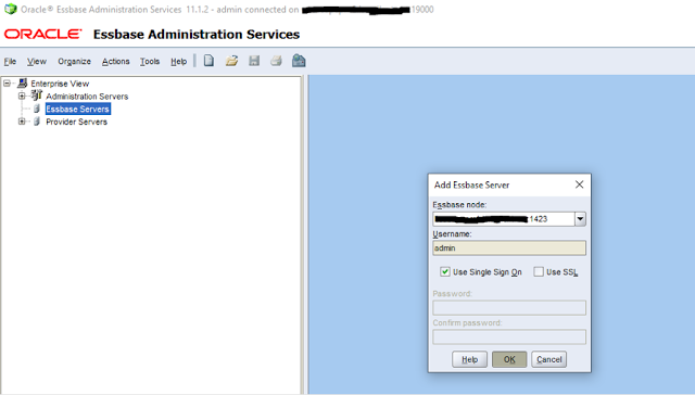Unable to add/connect or expand Essbase server in EAS (Essbase Administration Services) console Unable to add/connect or expand Essbase server in EAS (Essbase Administration Services) console